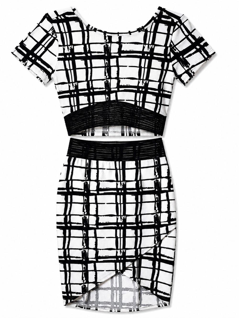 Top and Skirt Set (black and white)